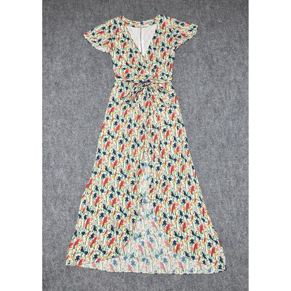Alice + Olivia Chassidy Halter Maxi Shirt Dress Women Size 2 Floral Bird Print